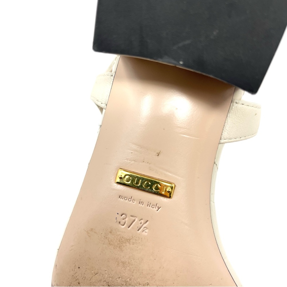 Gucci Marmont Interlocking Double G Logo Thong Sandals Ivory White Gold 37.5 7.5 - Picture 9 of 11